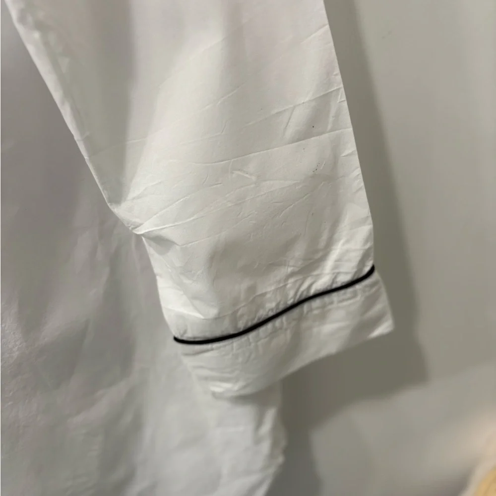J Crew white nightshirt black trim cotton size S long sleeve button down front